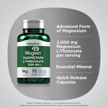 Magnesium L-Threonate  Magtein, 90 Quick Release Capsules