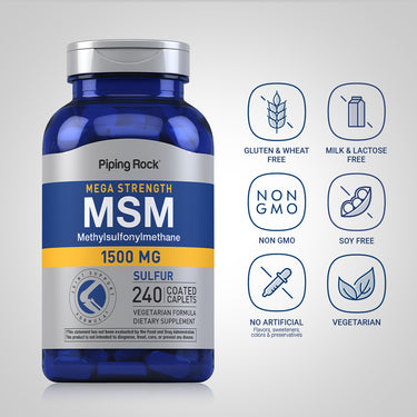 Mega MSM + Sulfur, 1500 mg, 240 Coated Caplets