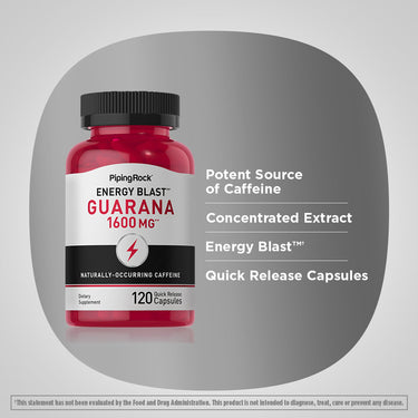 Mega Strength Guarana, 1600 mg, 120 Quick Release Capsules