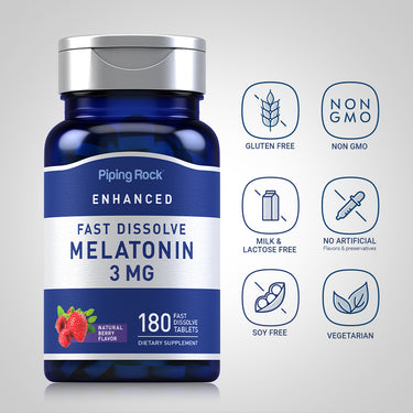 Melatonin (Natural Berry), 3 mg, 180 Fast Dissolve Tablets