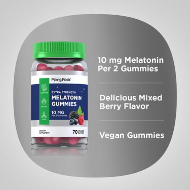 Melatonin (Delicious Mixed Berry), 10 mg (per serving), 70 Vegan Gummies