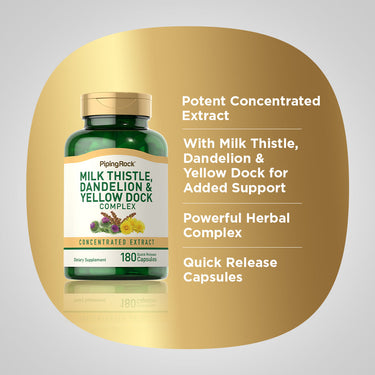 Milk Thistle, Dandelion & Yellow Dock, 180 Quick Release Capsules