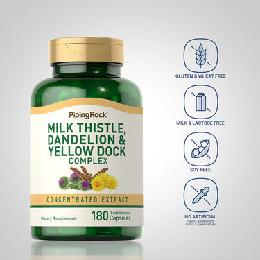 Milk Thistle, Dandelion & Yellow Dock, 180 Quick Release Capsules