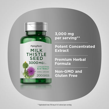 Milk Thistle Seed Extract, 3000 mg (per serving), 200 Quick Release Capsules