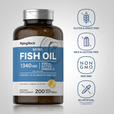 Mini Omega-3 Fish Oil Lemon Flavor, 1340 mg (per serving), 200 Mini Softgels