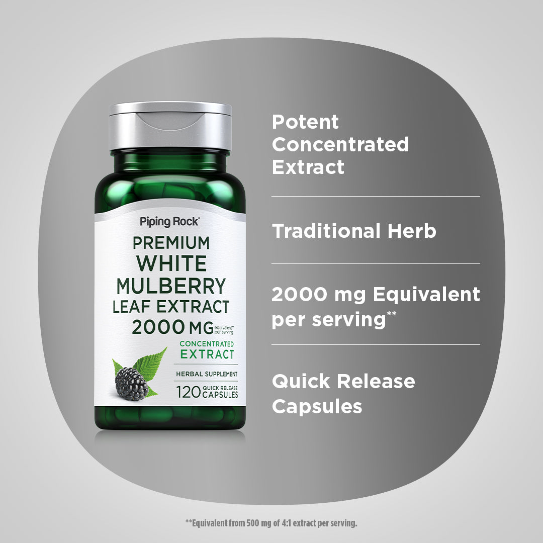 White Mulberry Leaf Extract, 2000 mg (per serving), 120 Quick Release Capsules
