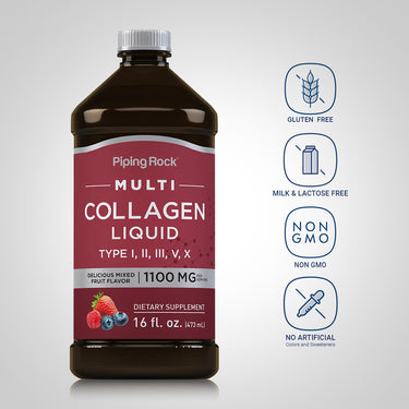 Multi Collagen Liquid (Delicious Mixed Fruit), 1100 mg (per serving), 16 fl oz (473 mL) Bottle