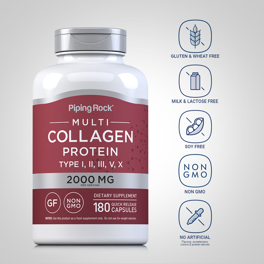 Multi Collagen Protein (Types I, II, III, V, X), 2000 mg (per serving)