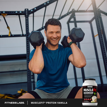 MuscleFit Protein Powder (Natural Fudgy Triple Vanilla Brownie), 2 lb (908 g) Bottle