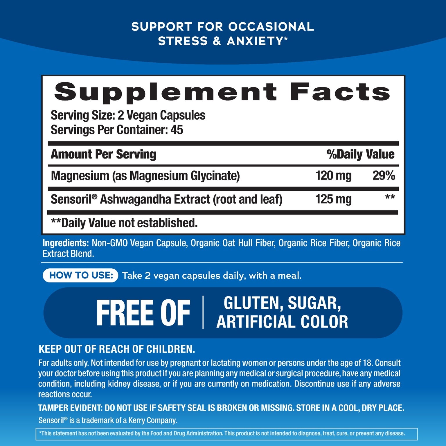 MAXCALM Ashwagandha + Magnesium Glycinate, 90 Vegetarian Capsules