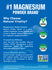 Infographic states '#1 Magnesium Powder Brand', Vegan, Certified Raw, Certified Clean, Non-GMO Project Verified.