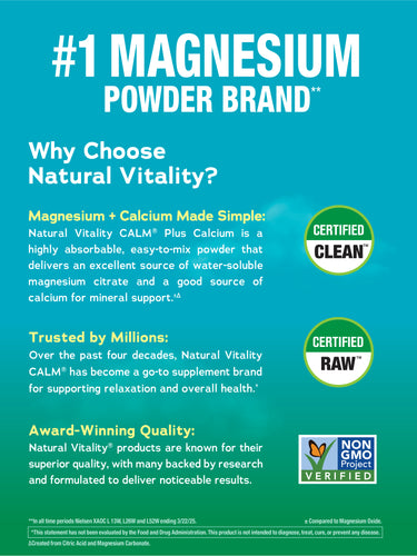 CALM plus Calcium Powder Raspberry-Lemon, 16 oz (454 g)