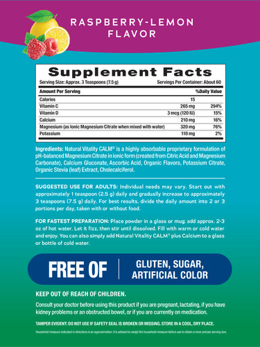 CALM plus Calcium Powder Raspberry-Lemon, 16 oz (454 g)