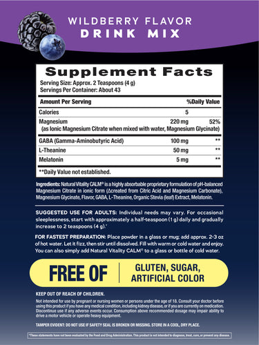CALM Sleep with Melatonin Powder Wildberry, 6 oz (170 g)