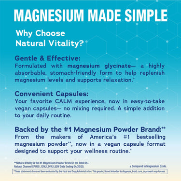 CALM Magnesium Glycinate, 325 mg (per serving), 180 Vegan Capsules