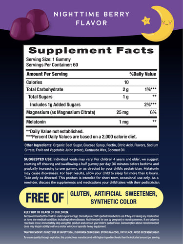 CALM Kids Sleep with Melatonin Gummies Berry Flavor, 60 Tasty Gummies