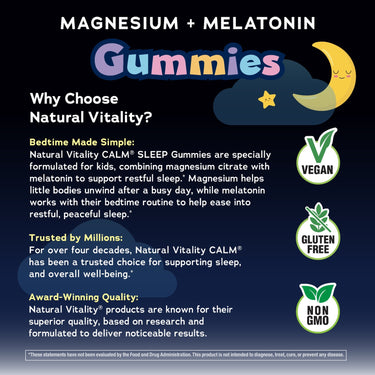 CALM Kids Sleep with Melatonin Gummies Berry Flavor, 120 Tasty Gummies