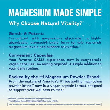 CALM Magnesium Glycinate, 325 mg (per serving), 120 Vegan Capsules