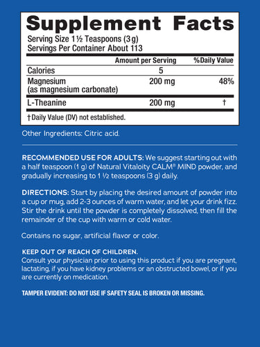 CALM MIND + L-Theanine Powder Unflavored, 12 oz (339 g)