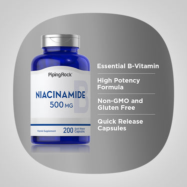 Niacinamide B-3, 500 mg, 200 Quick Release Capsules