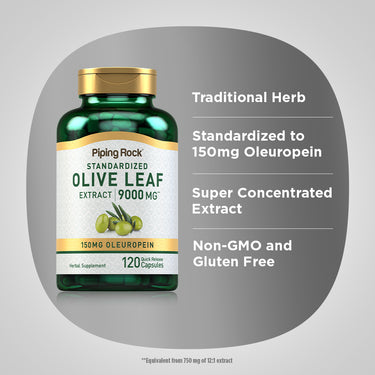 Olive Leaf Extract, 9000 mg, 120 Quick Release Capsules