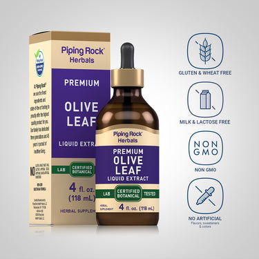 Olive Leaf Liquid Extract Alcohol Free, 4 fl oz (118 mL) Dropper Bottle
