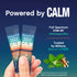 Product highlights graphic stating Powered by CALM, Full Spectrum KSM-66® Ashwagandha, Trusted by Millions, Now in MAXCALM.