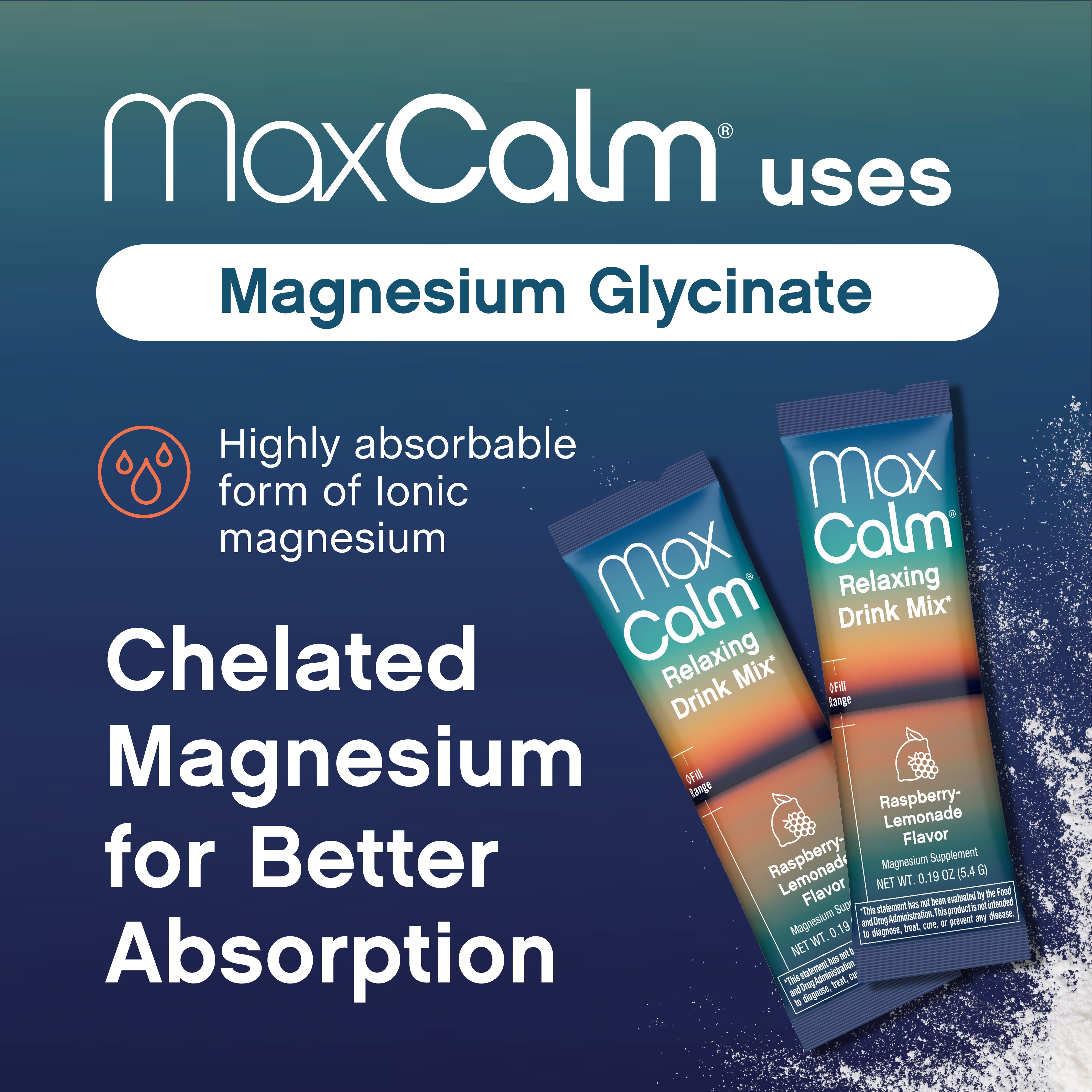 MaxCalm® Relaxing Drink Mix* Magnesium Glycinate Raspberry-Lemonade, 3
