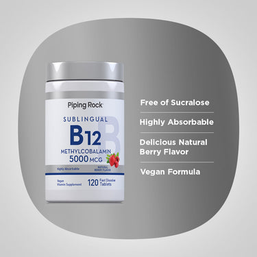 Methylcobalamin B-12 (Sublingual) (Natural Berry), 5000 mcg, 120 Fast Dissolve Tablets