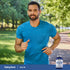 Lifestyle image of an adult jogging outdoors with a Piping Rock Flush Free Niacin 500 mg supplement bottle displayed in the bottom right corner.