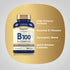 Product highlight graphic showing Piping Rock Vitamin B100 B-Complex bottle, stating High Potency Formula, Essential B Vitamins, Synergistic Blend, Quick Release Capsules
