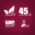Graphic stating Finest Ingredients, 45 Years of Manufacturing, GMP Quality Product, Lab Tested