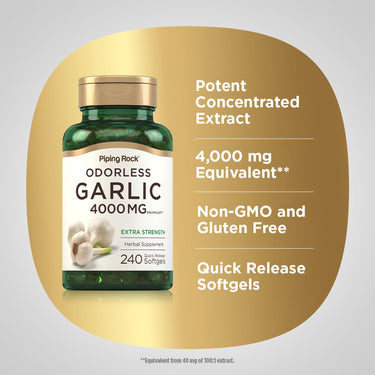 Odorless Garlic, 4000 mg, 240 Quick Release Softgels