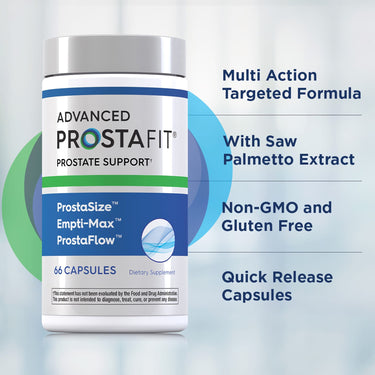 Product graphic stating Multi Action Targeted Formula, With Saw Palmetto Extract, Non-GMO and Gluten Free, Quick Release Capsules. 