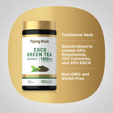 EGCG Green Tea Standardized Extract, 1800 mg (per serving), 100 Quick Release Capsules