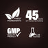 Infographic highlighting finest ingredients, 45 years of manufacturing, GMP quality, and lab-tested products.