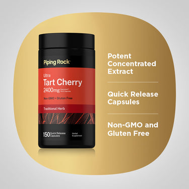 Product highlights graphic stating Potent Concentrated Extract, Quick Release Capsules, Non-GMO and Gluten Free