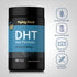 DHT bottle with icons indicating Gluten & Wheat Free, Milk & Lactose Free, Non-GMO, No Artificial Flavors, Sweeteners, Colors.