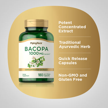 Bacopa Monnieri, 1000 mg (per serving), 180 Quick Release Capsules