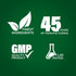 Graphic stating Finest Ingredients, 45 Years of Manufacturing, GMP Quality Product, Lab Tested