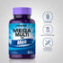 Mega Multi for Men bottle with icons indicating Gluten Free, Milk & Lactose Free, No Artificial Flavors, sweeteners, colors, or preservatives.