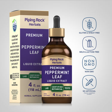 Peppermint Leaf Liquid Extract Alcohol Free, 4 fl oz (118 mL) Dropper Bottle