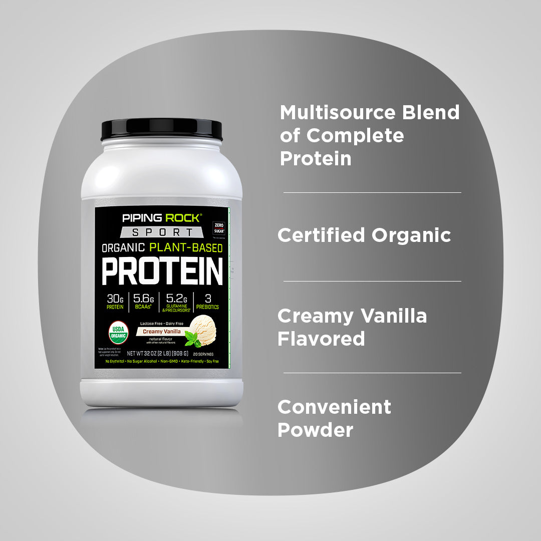 Plant Based Sport Protein (Organic) (Creamy Vanilla), 32 oz (908 g) Bottle