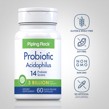 Probiotic Acidophilus 14 Strains 3 Billion Organisms, 60 Quick Release Capsules