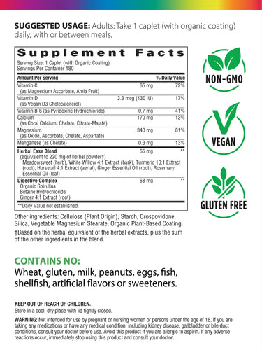 Magnesium Calcium + Real Food Nutrients, 180 Vegan Caplets