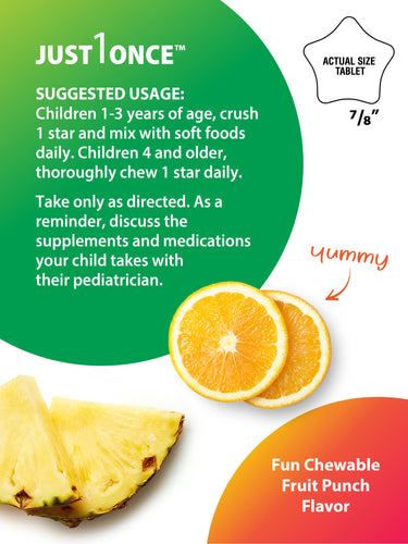 Kid’s One Multi + Real Food Nutrients Fruit Punch, 120 Chewable Vegan Tablets