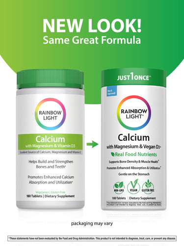 Calcium Magnesium and Vegan D3 + Real Food Nutrients, 180 Vegetarian Caplets