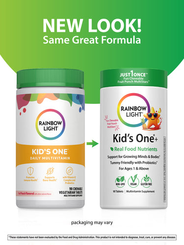 Kid’s One Multi + Real Food Nutrients Fruit Punch, 90 Chewable Vegan Tablets