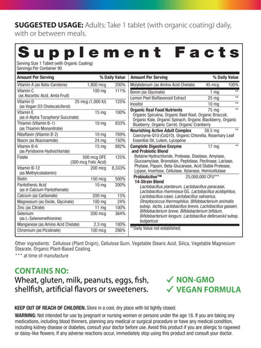 Active Adult 50+ plus Real Food Nutrients, 90 Vegan Caplets