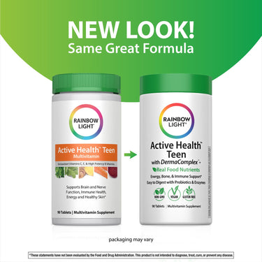 Active Health Teen with DermaComplex + Real Food Nutrients, 90 Vegan Caplets